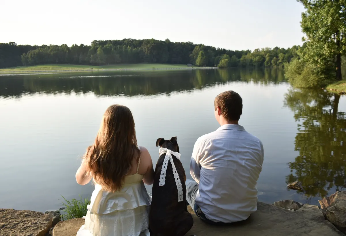 Landon, Alyssa, and Carmel looking out over the lake